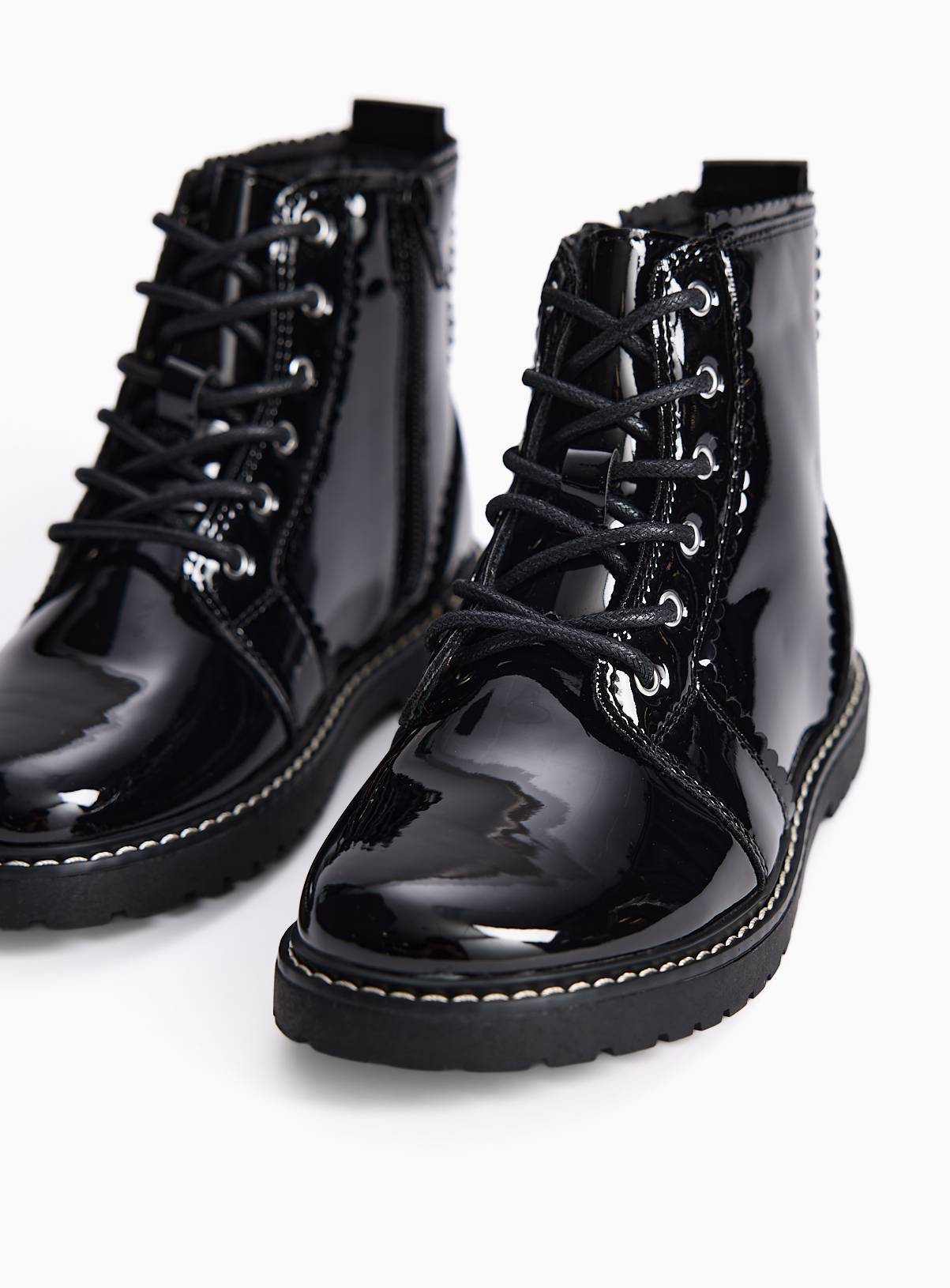 Patent Lace Up Ankle Boots 6 Infant - Image 2