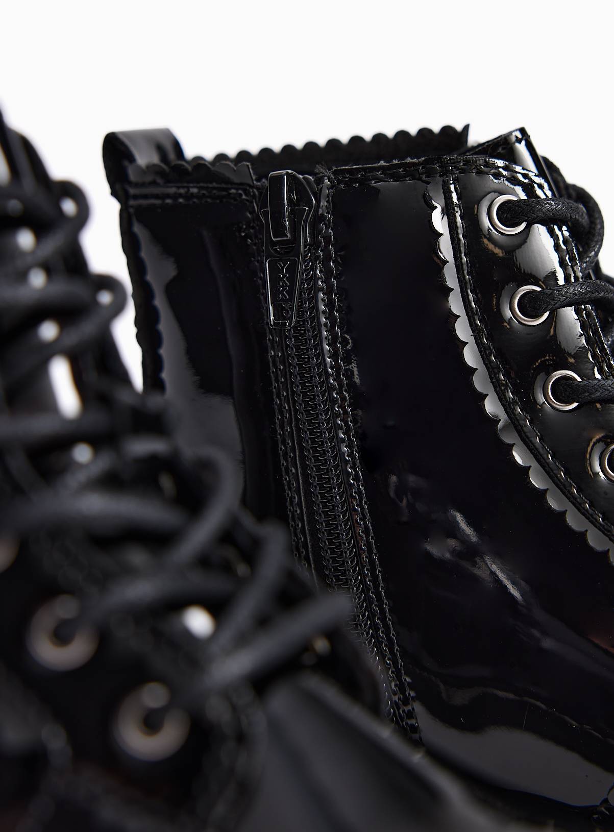 Patent Lace Up Ankle Boots 6 Infant - Image 3