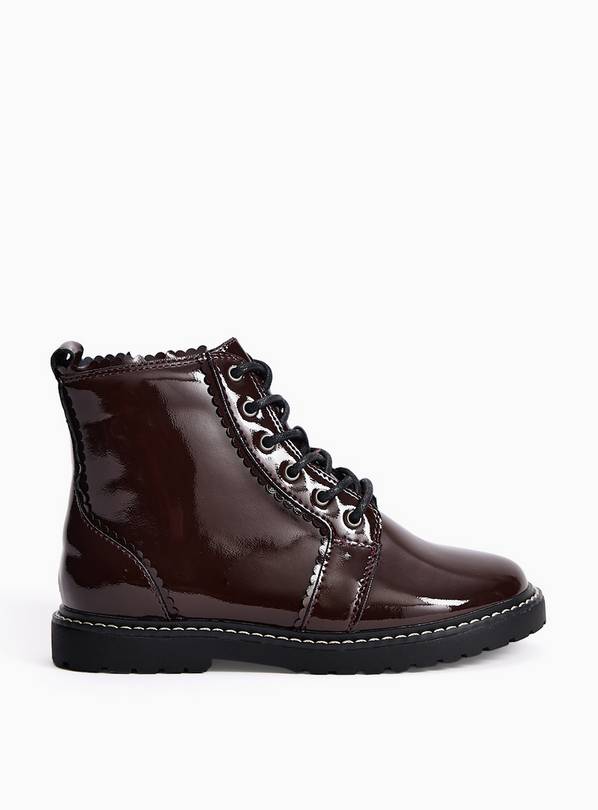 Patent Lace Up Ankle Boots 6 Infant
