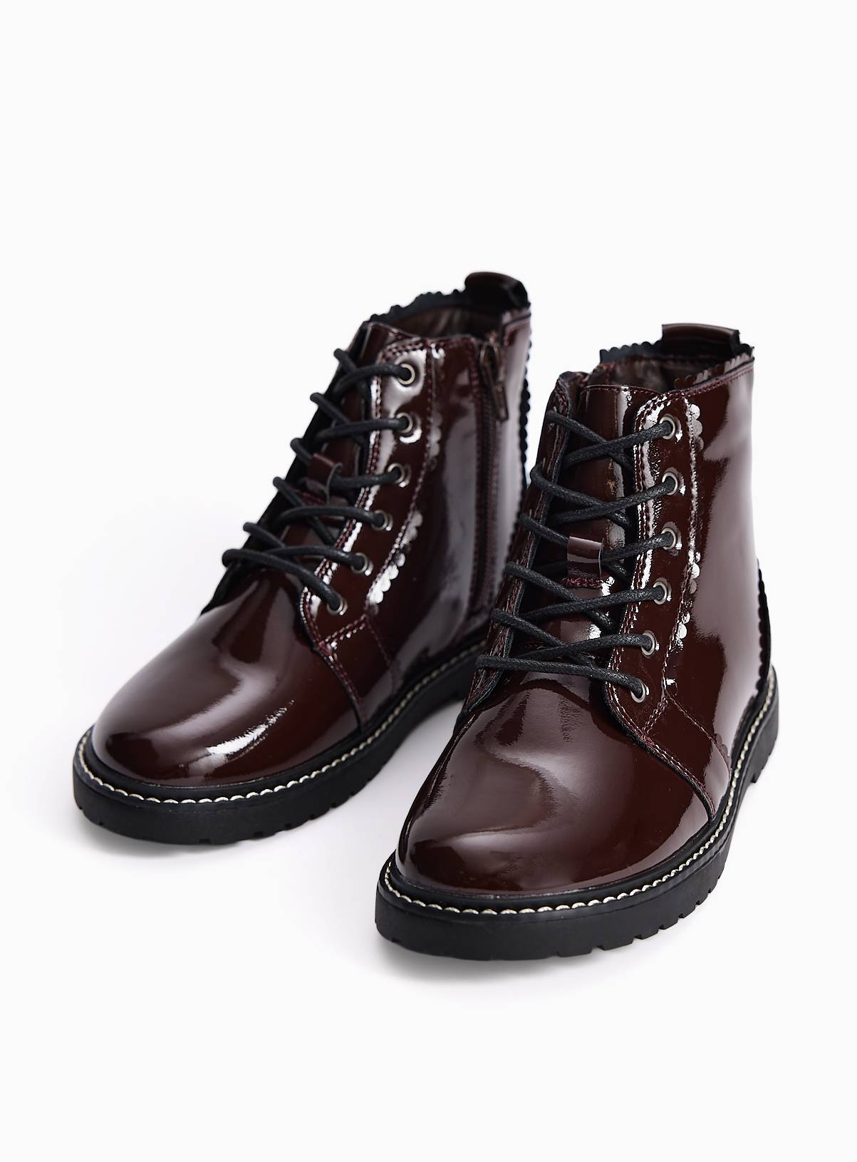 Patent Lace Up Ankle Boots 8 Infant - Image 2