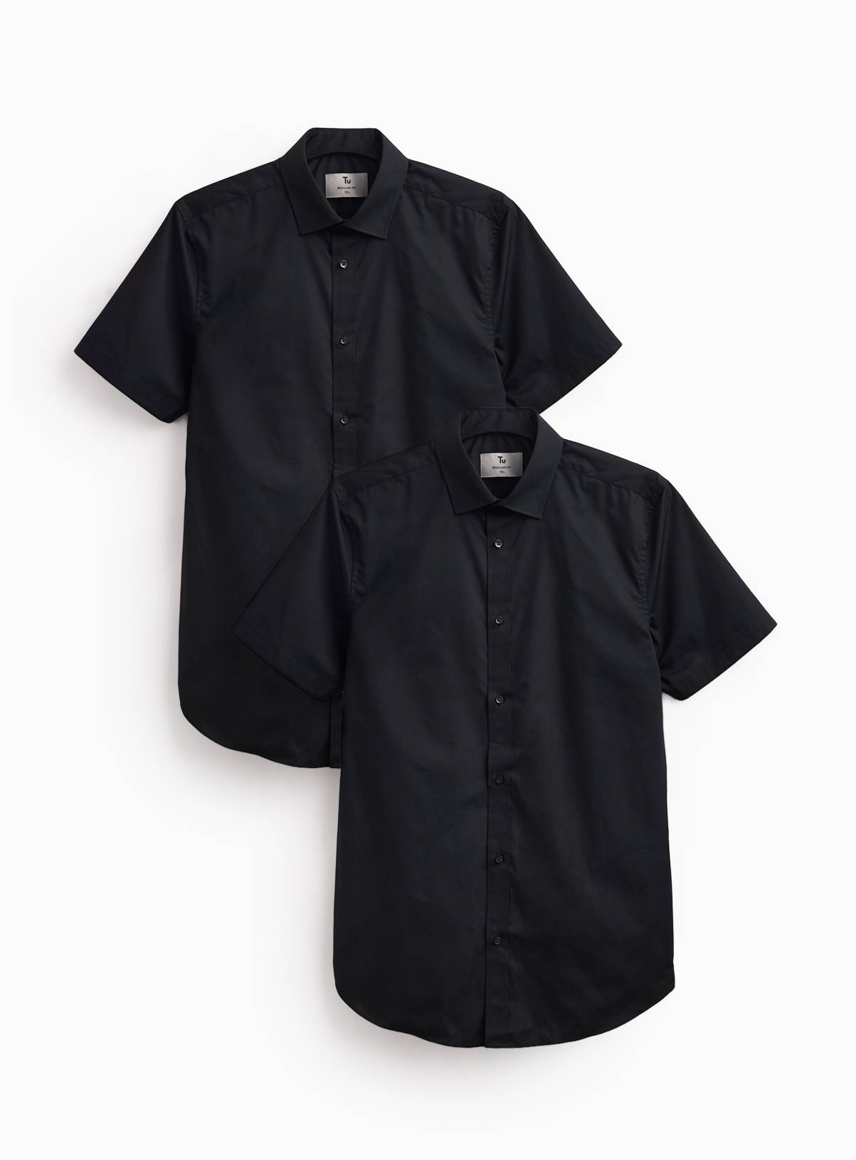Black Regular Fit Short Sleeve Shirts 2-Pack 14.5 - Image 1