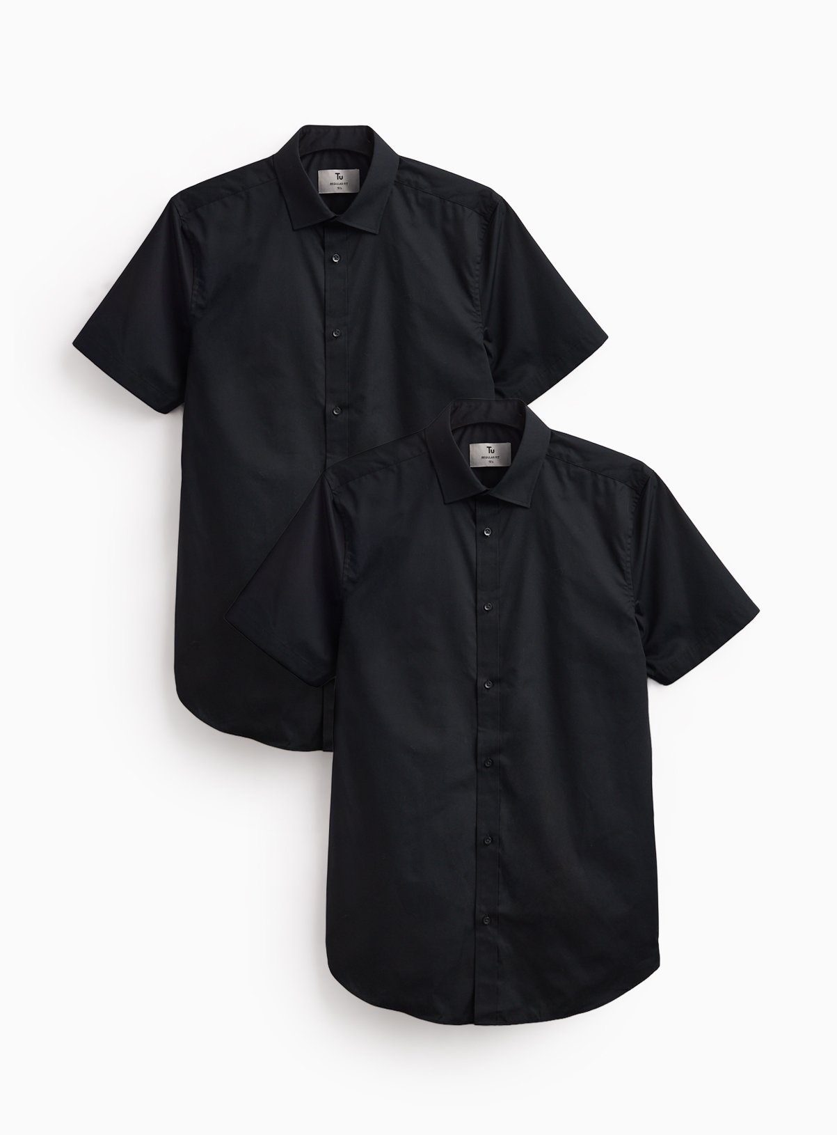 Black Regular Fit Short Sleeve Shirts 2-Pack 16 - Image 1 thumbnail