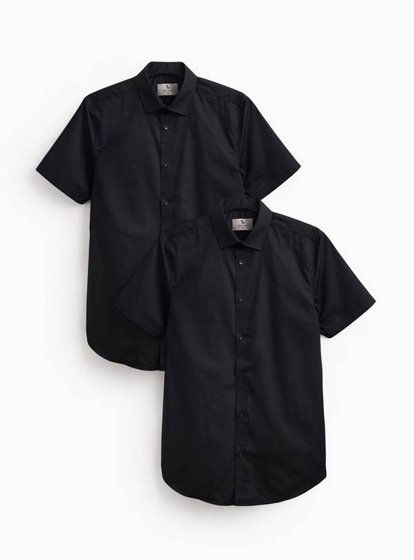 Black Regular Fit Short Sleeve Shirts 2-Pack 16