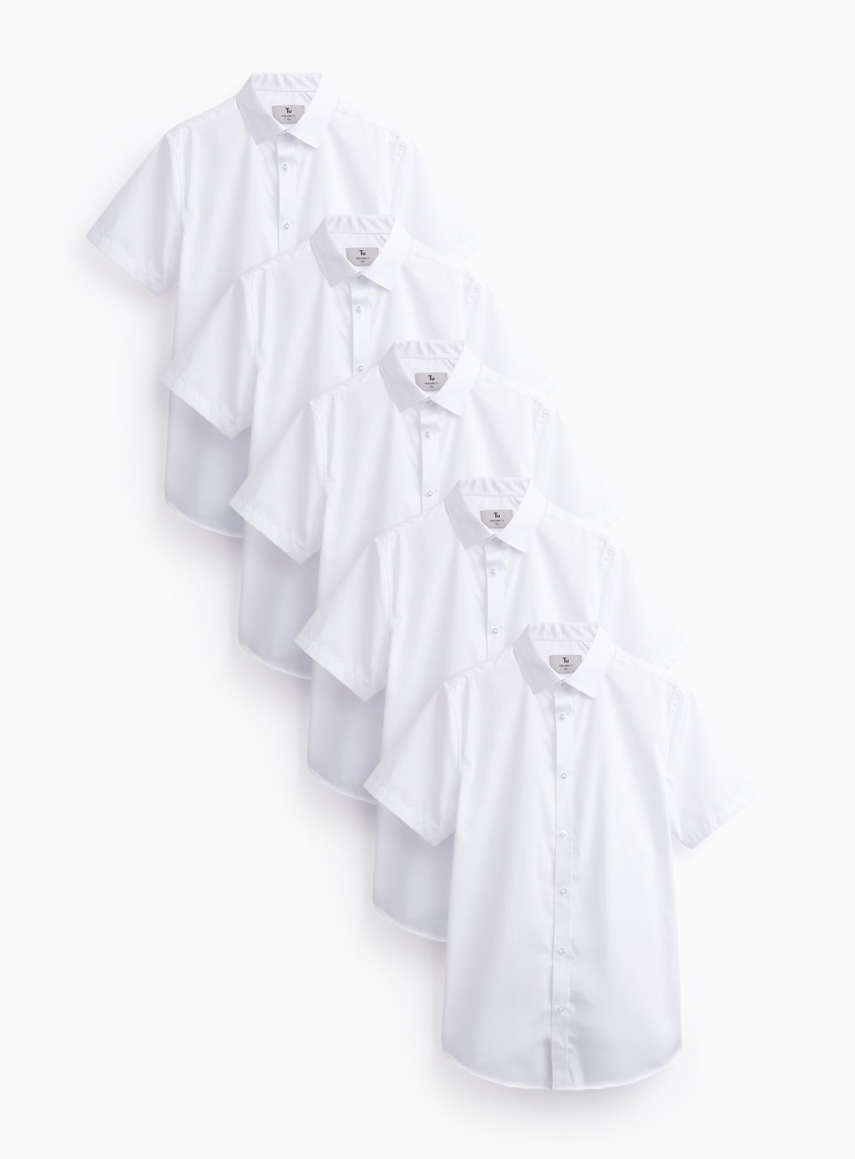 White Formal Short Sleeve Shirts 5 Pack 16.5 - Image 2 thumbnail