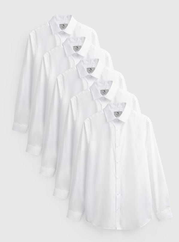 Regular Fit Long Sleeve Collared Shirts 5-Pack 18.5