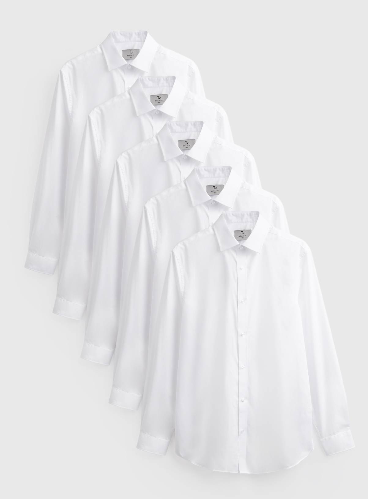 Regular Fit Long Sleeve Collared Shirts 5-Pack 15.5 - Image 1