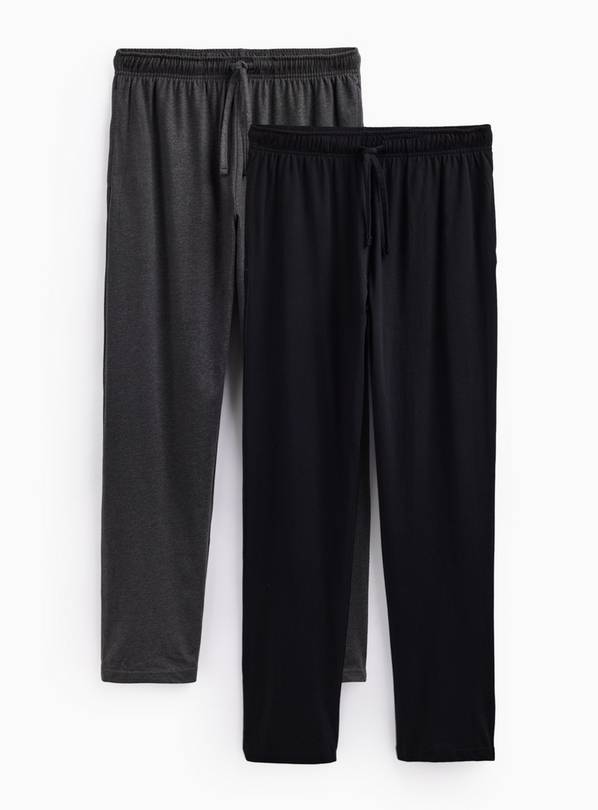 Black & Charcoal Cotton Rich Pyjama Bottoms 2-Pack  L