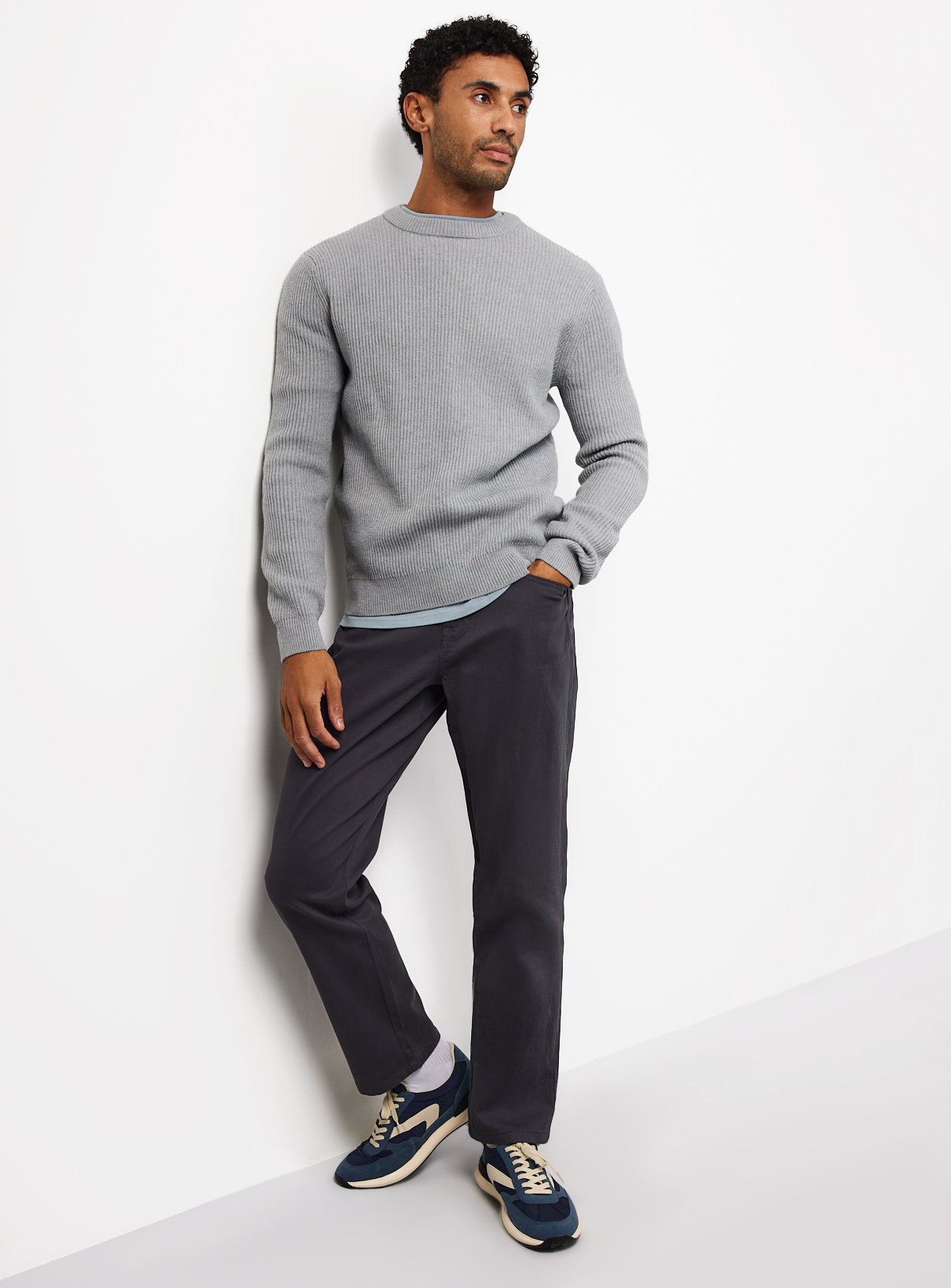 Charcoal Regular Fit Cotton Rich Trousers 42S - Image 2 thumbnail