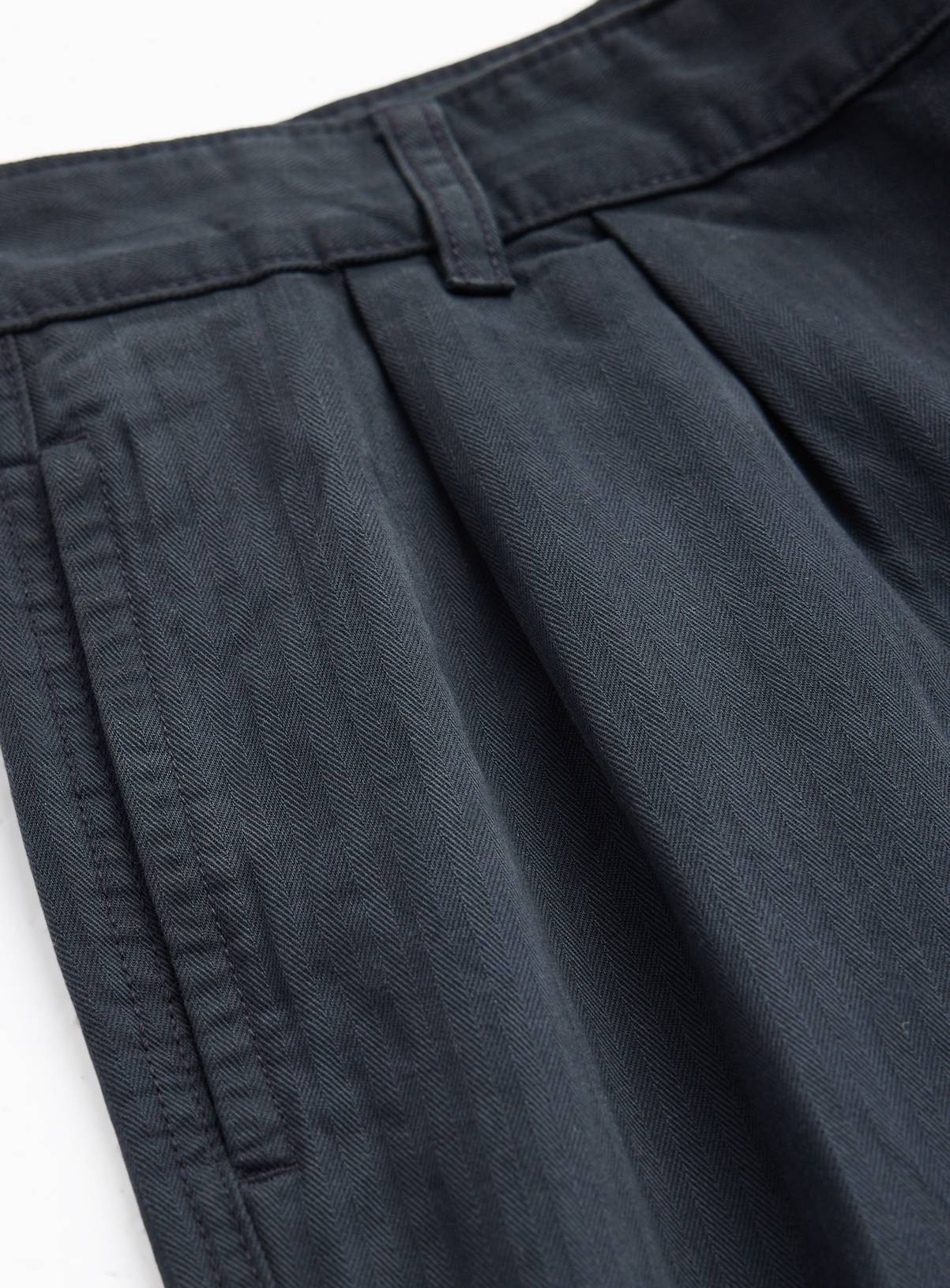 Navy Pleat Front Trousers 36L - Image 2