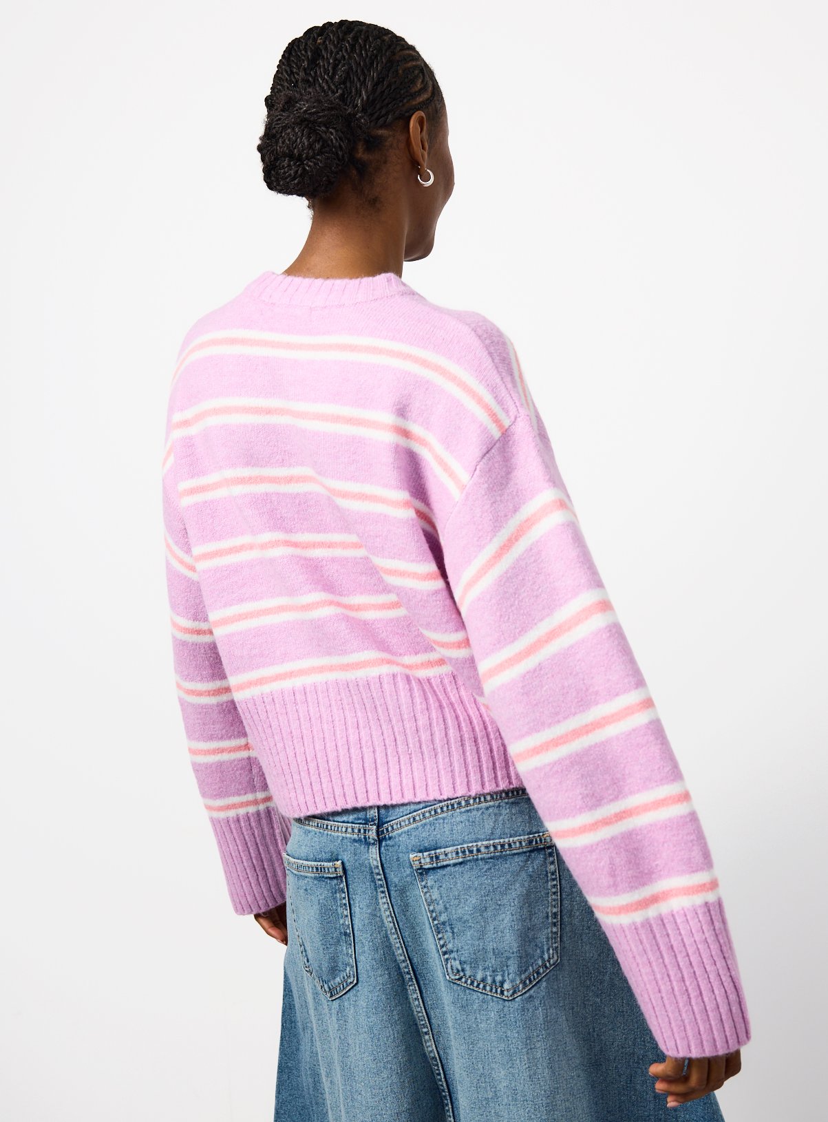 Lilac Colour Block Print Deep Rib Jumper XS - Image 4 thumbnail