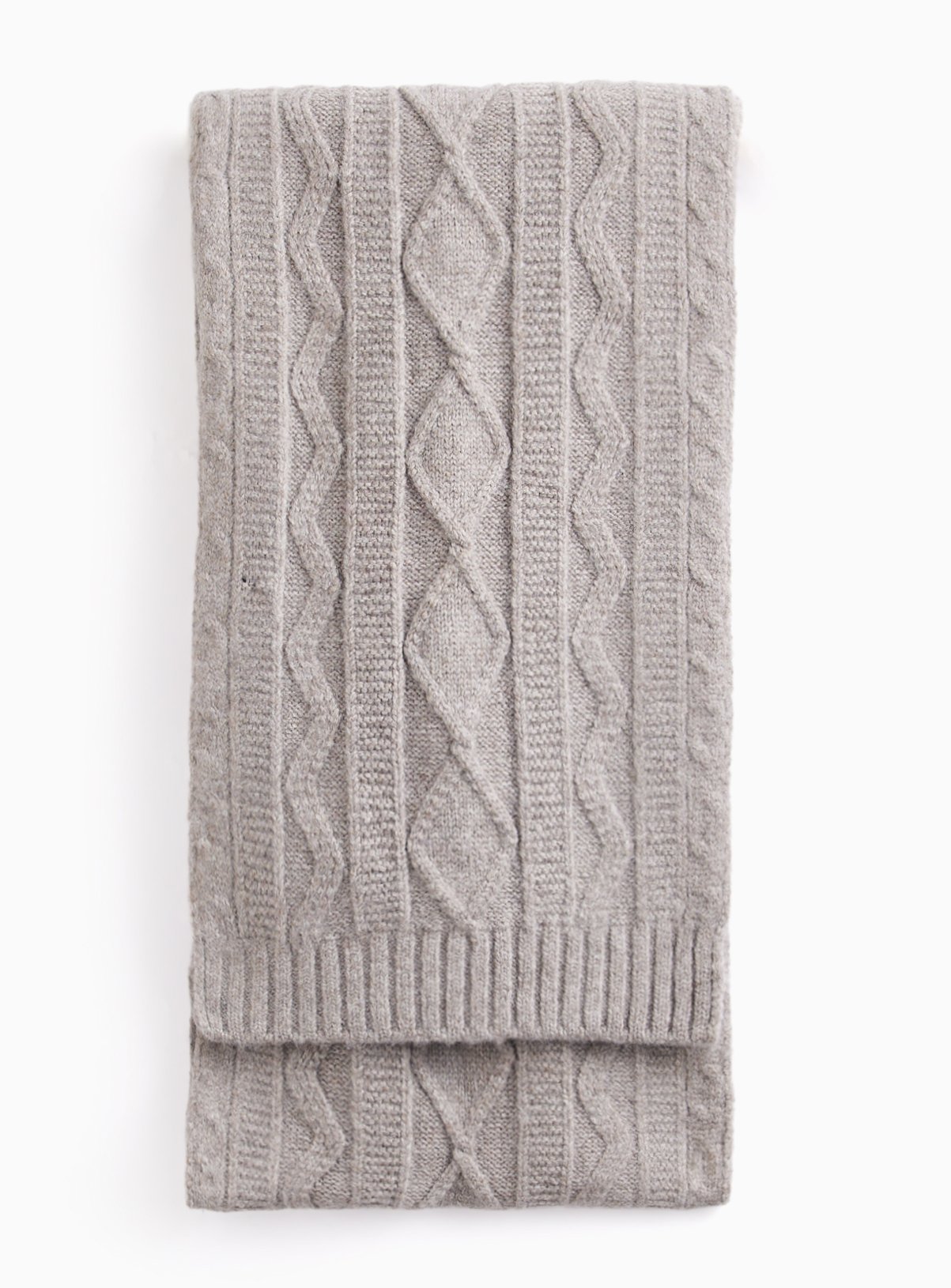 Oatmeal-Coloured Cable Knit Scarf One Size - Image 2 thumbnail