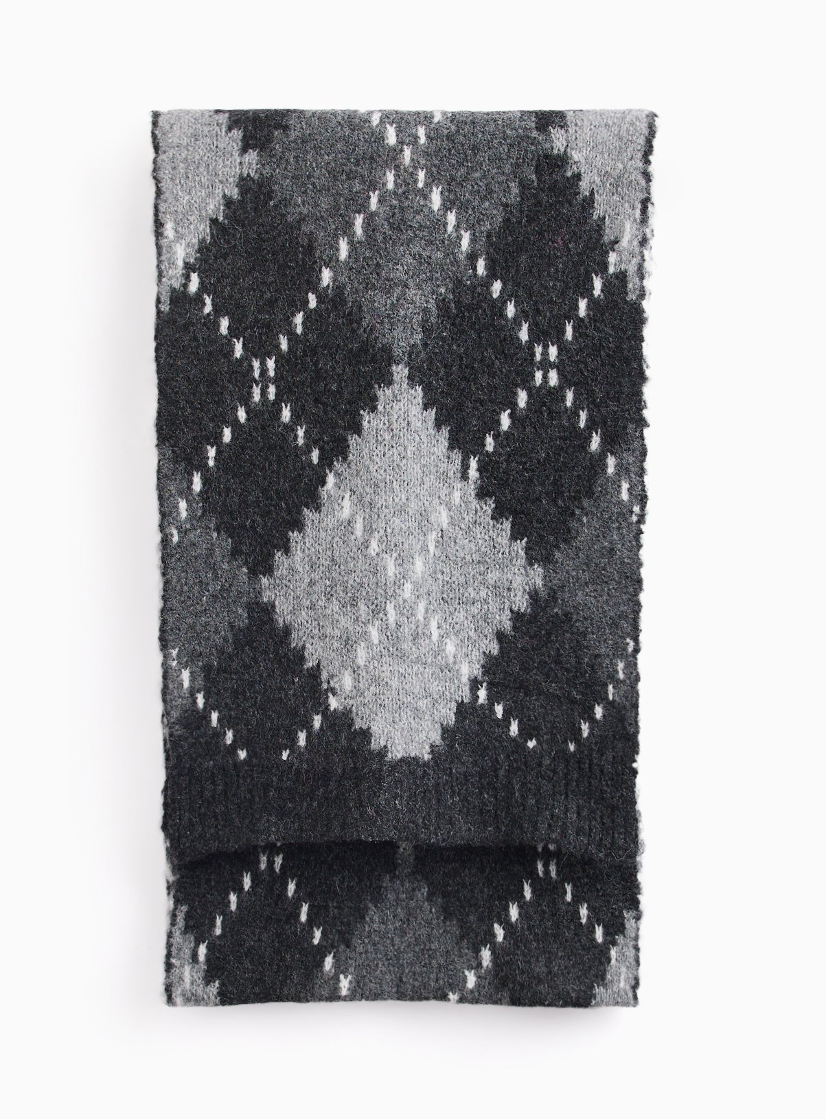 Grey & Charcoal Argyle Pattern Scarf One Size - Image 2 thumbnail