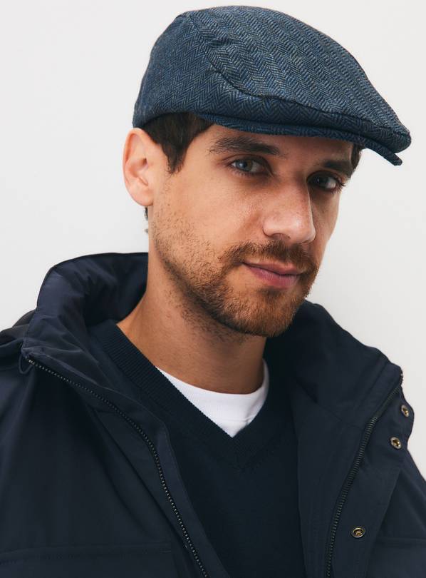 Blue Herringbone Sun Safe Cap One Size