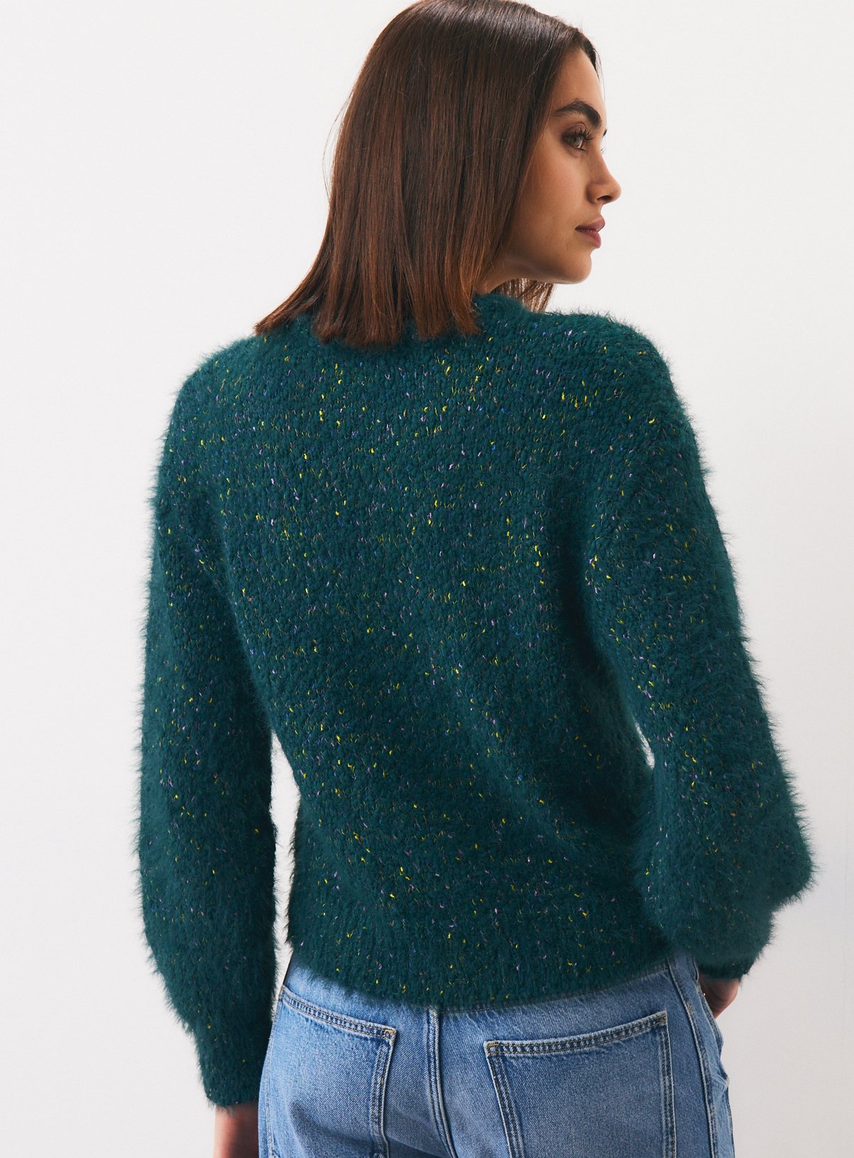 Teal Eyelash Yarn Jumper XS - Image 4 thumbnail