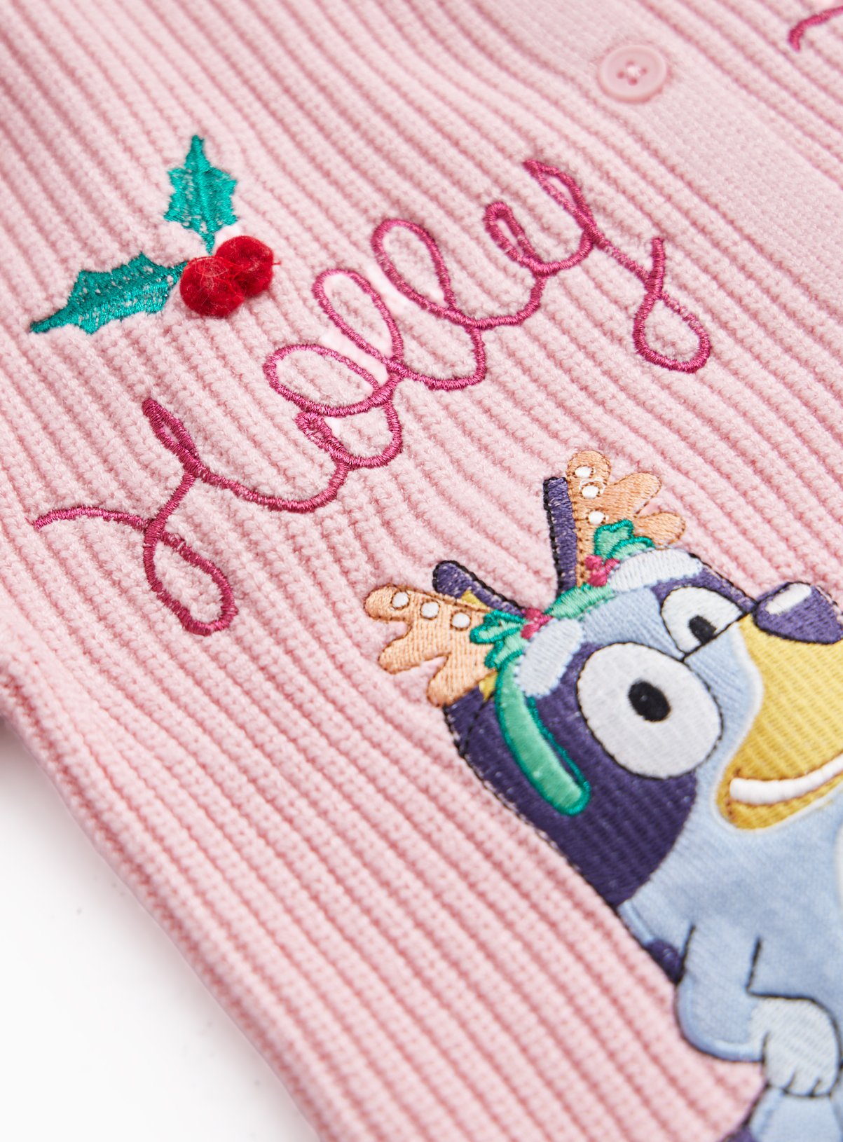 Bluey Holly Jolly Varsity Christmas Cardigan 2-3 years - Image 2 thumbnail