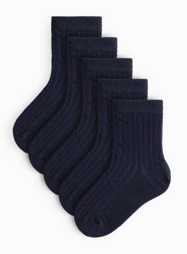 5 Pack Navy Ribbed School Socks 12.5-3.5