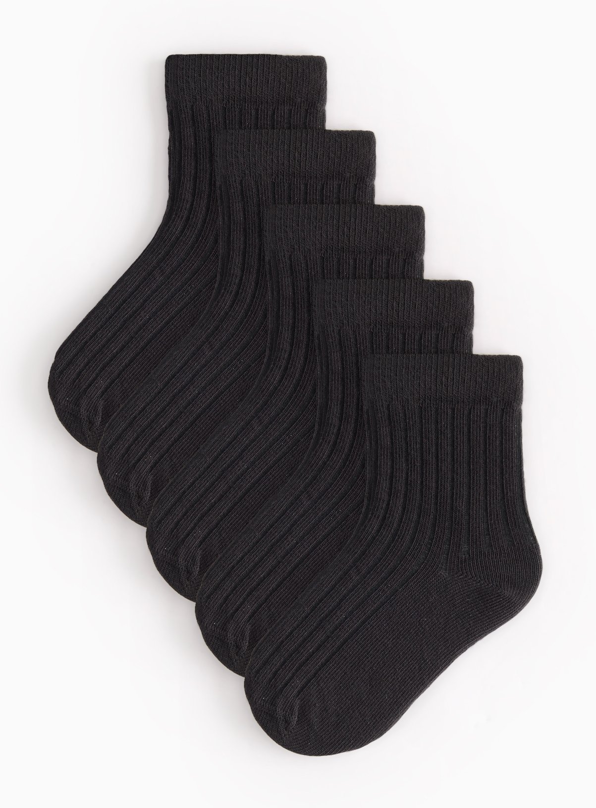 5 Pack Black Ribbed School Socks 4-6.5 - Image 1 thumbnail