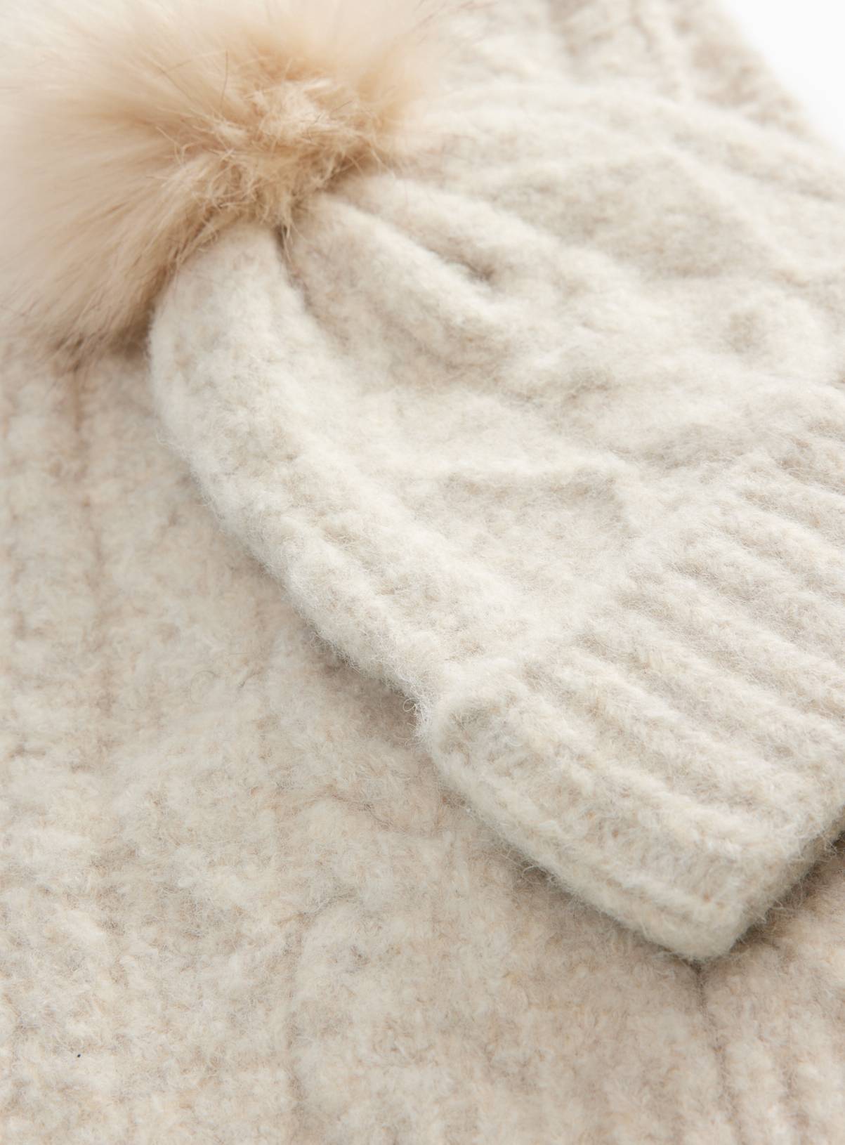 Cream Cable Knit Hat, Scarf & Gloves Set 10-13 years - Image 2