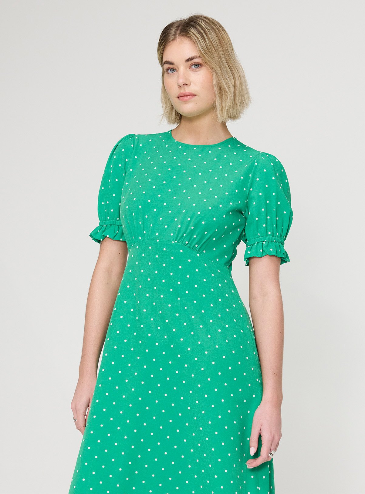 FINERY Mela Dress Green Spot 22 - Image 3 thumbnail