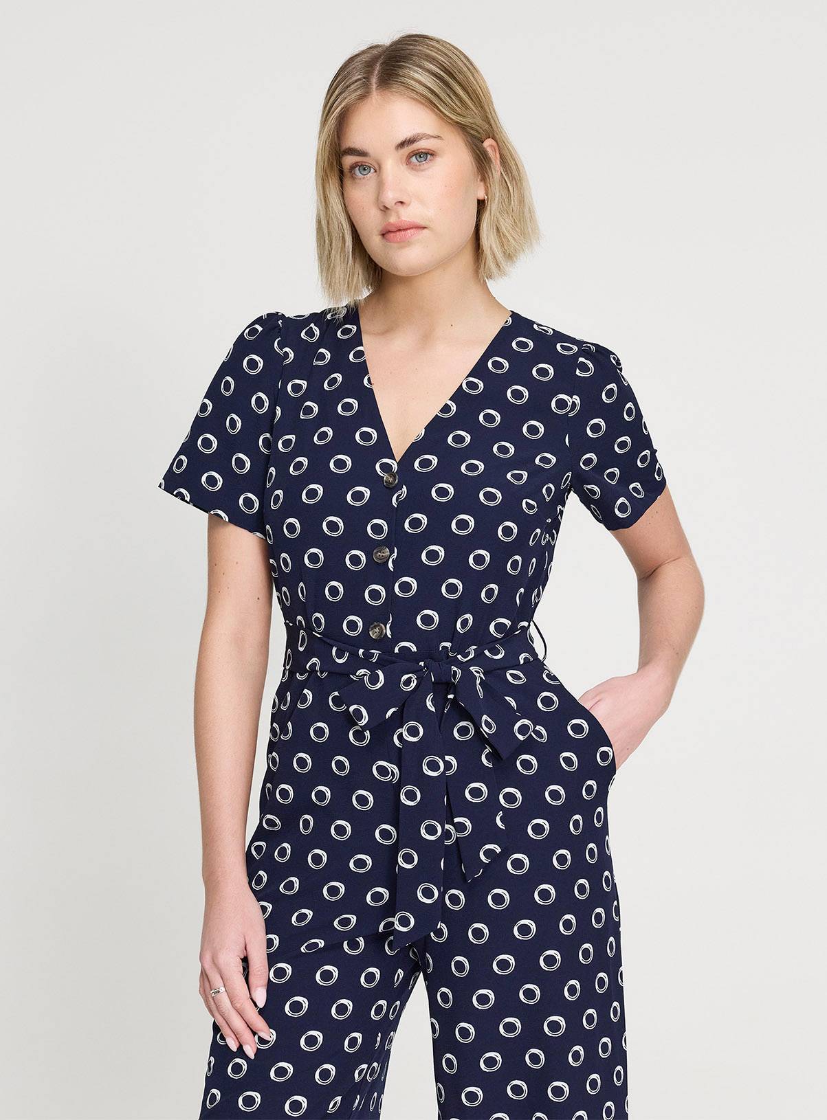 FINERY Uma Jumpsuit Navy Spot 16 - Image 4