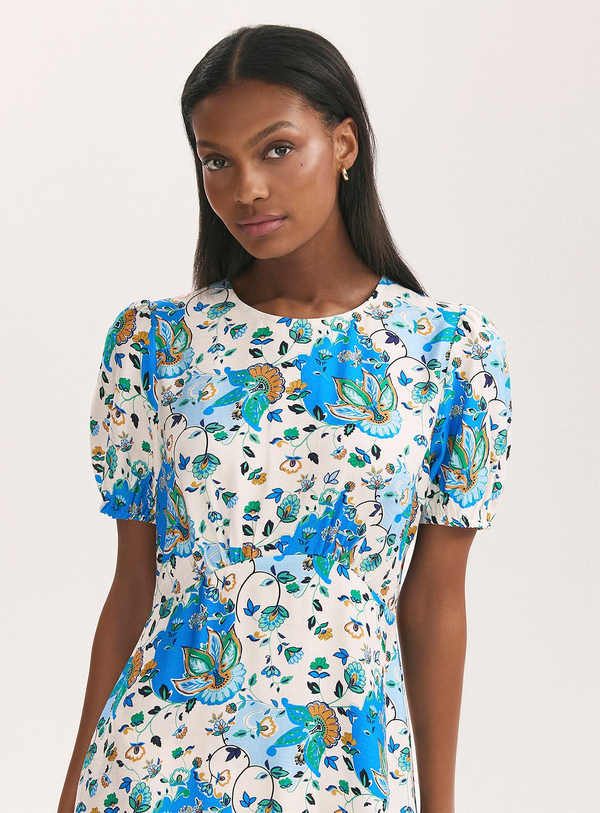 FINERY Lili Dress Blue Floral 12 - Image 3 thumbnail