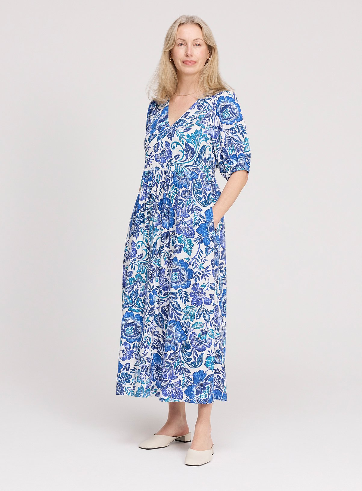FINERY Logan Dress Blue Floral 16 - Image 2 thumbnail