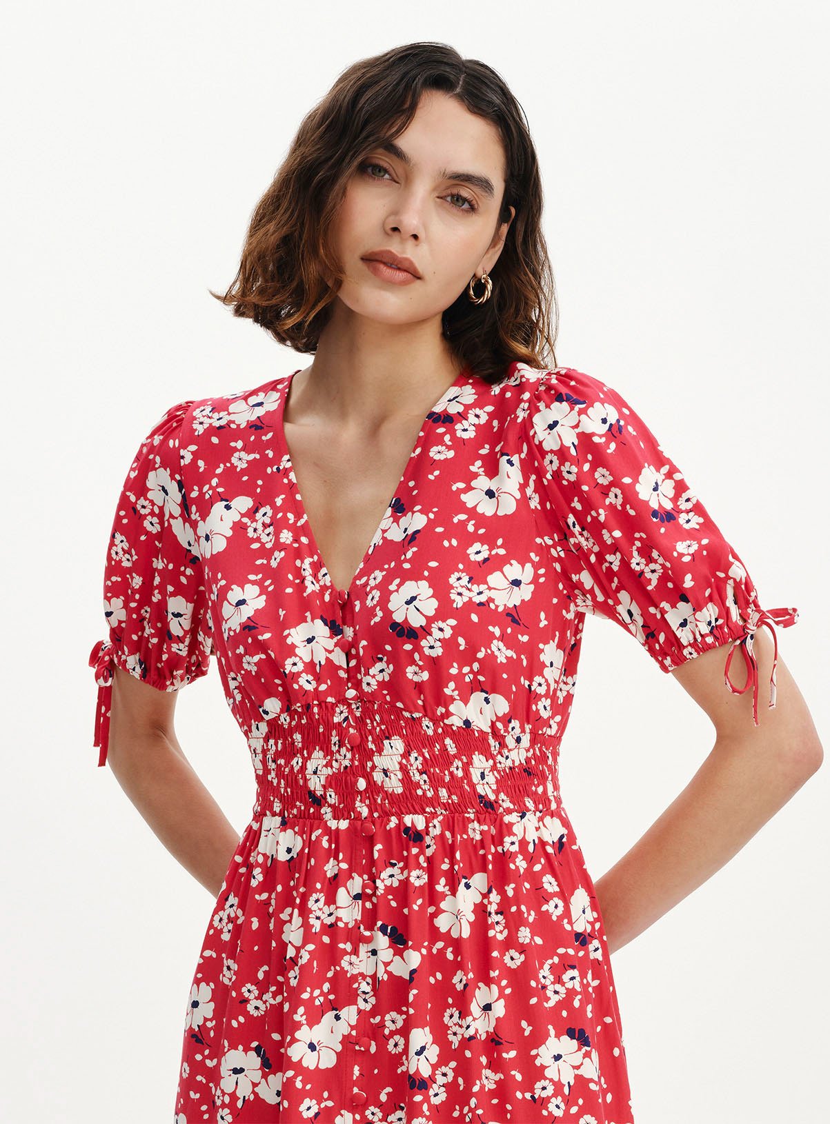 FINERY Margot Dress Red Floral 12 - Image 3 thumbnail