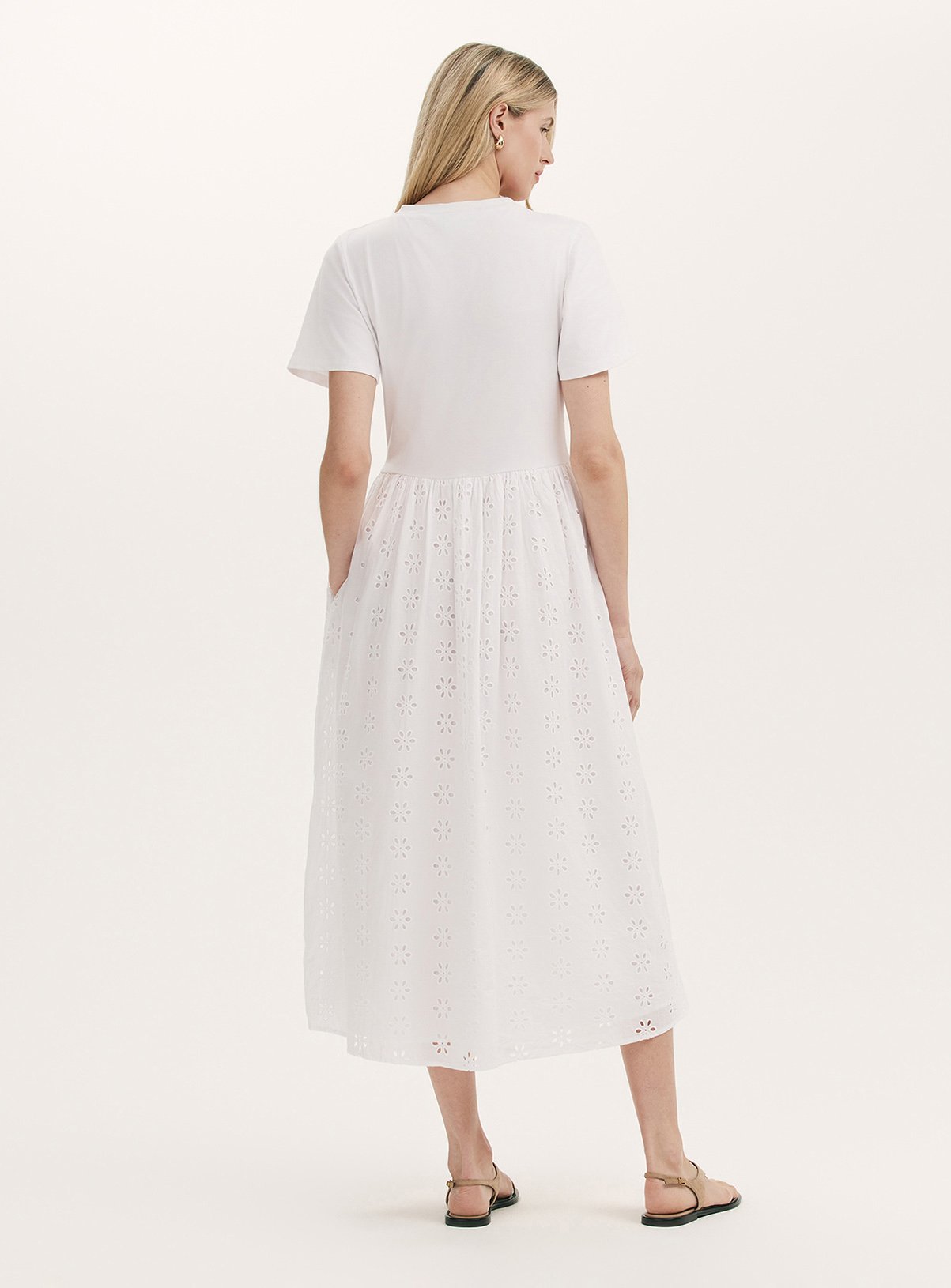 FINERY Brea Cotton Broderie Dress White 20 - Image 4 thumbnail