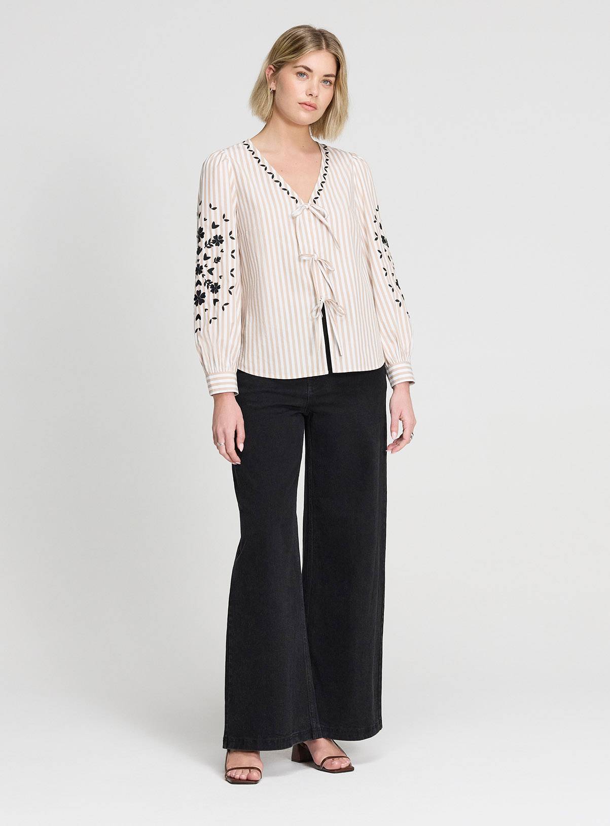FINERY Karlee Top Neutral Stripe 16 - Image 2