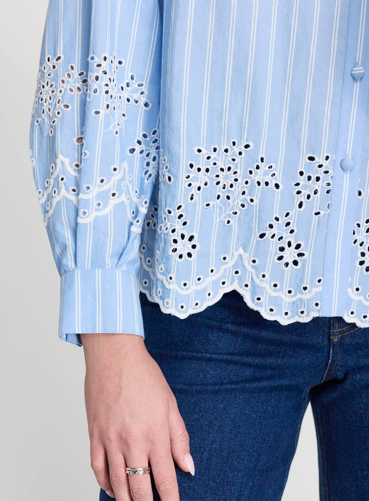 FINERY Sydnee Broderie Blouse Blue Stripe 10 - Image 4