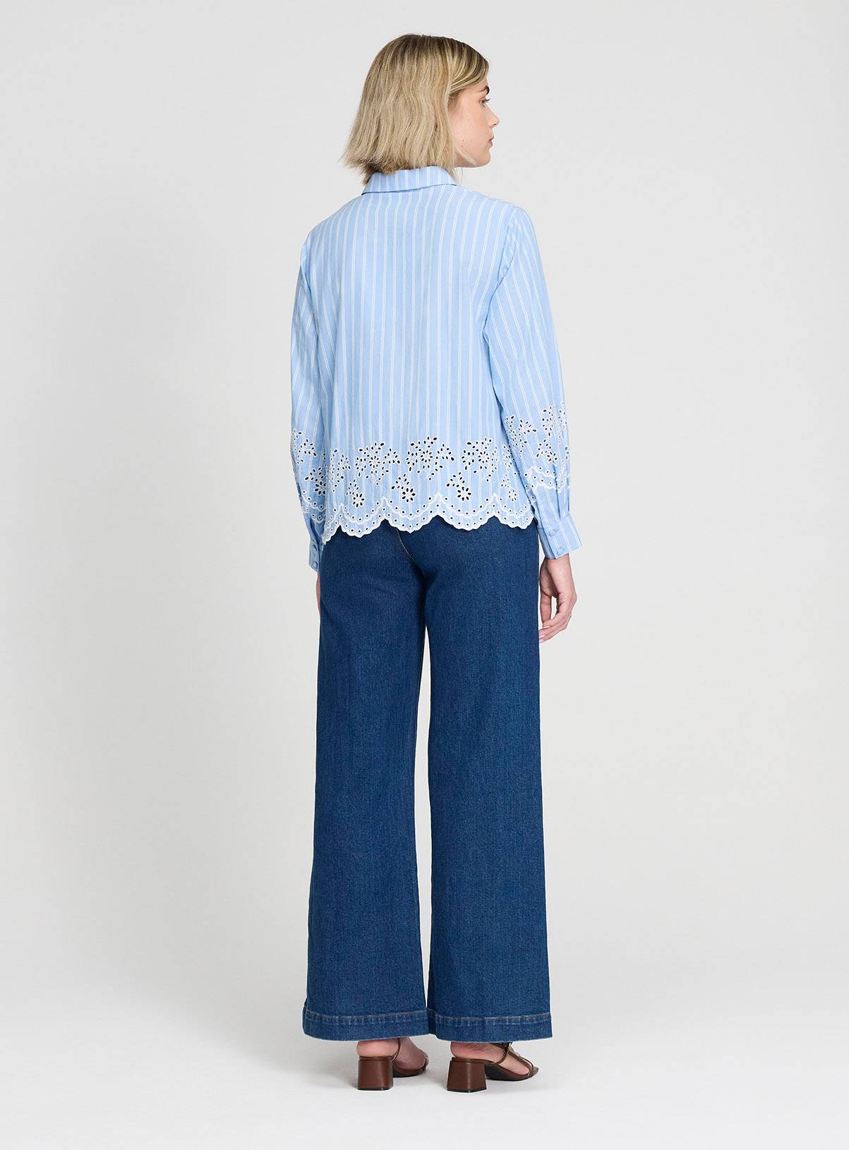 FINERY Sydnee Broderie Blouse Blue Stripe 10 - Image 5