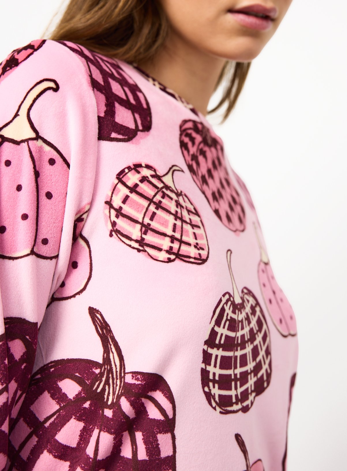 Pumpkin Print Pink Slinky Pyjama Set XXL - Image 3 thumbnail