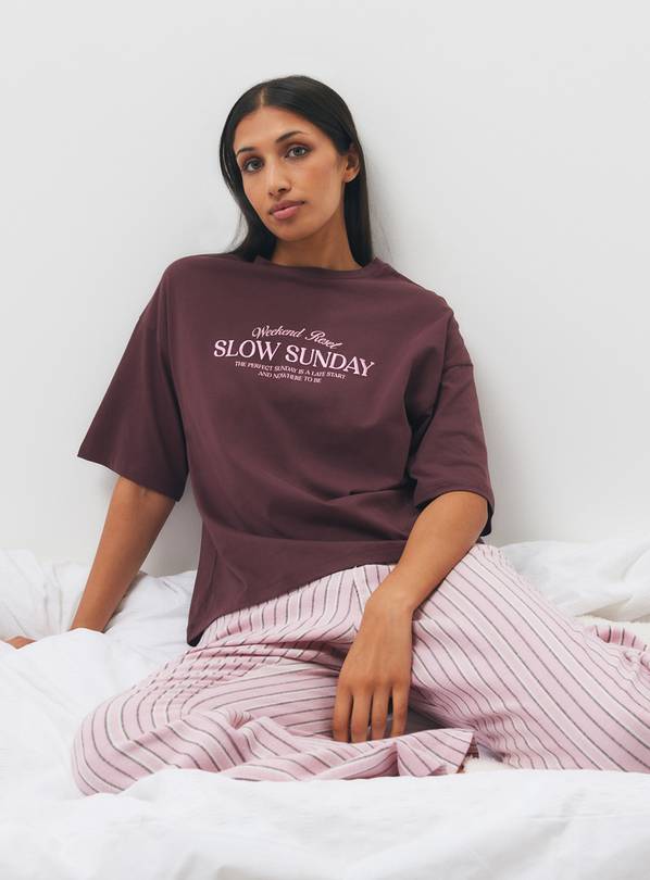 Pink & Brown Slow Sunday Pyjama 2-Piece Set XL