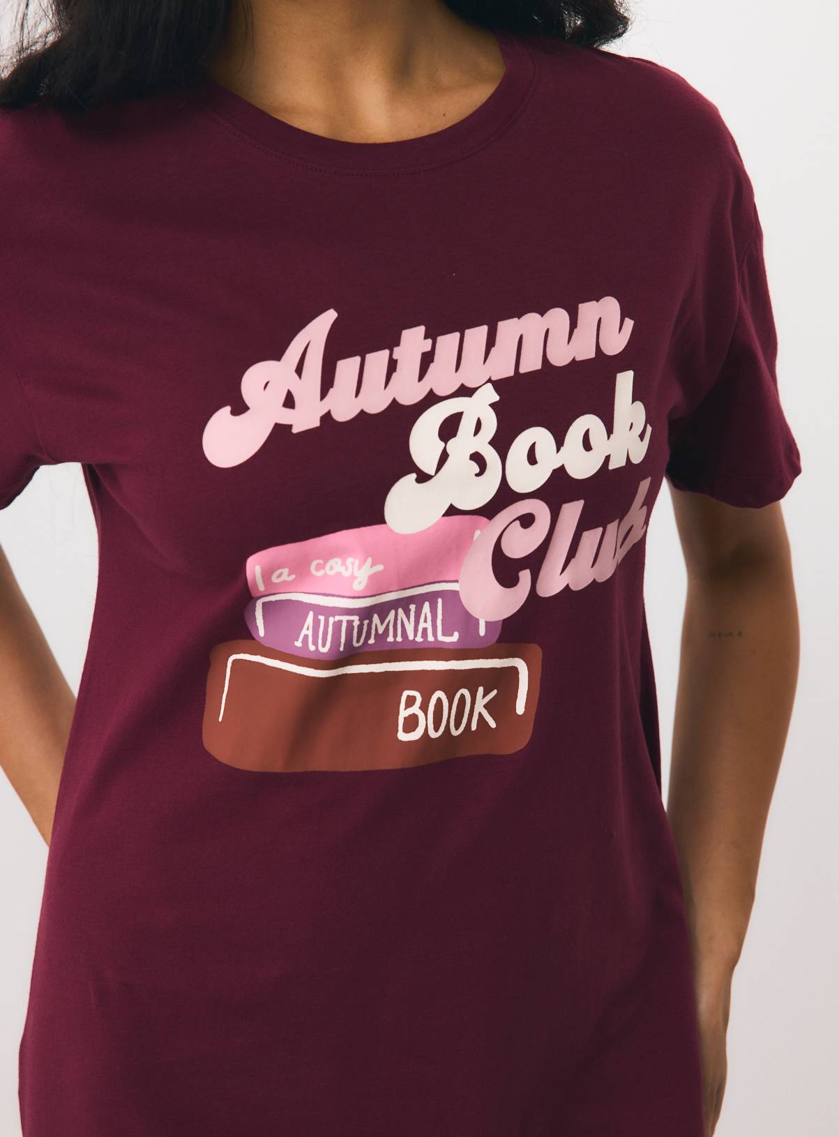 Plum Autumn Book Club Long Line Sleep T-Shirt M - Image 3