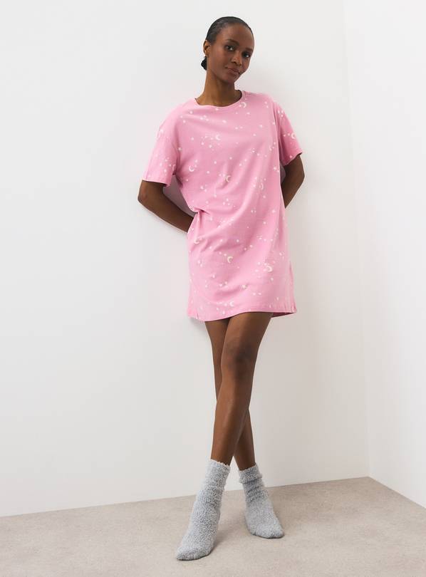 Pink Moon & Stars Sleep T-Shirt XL