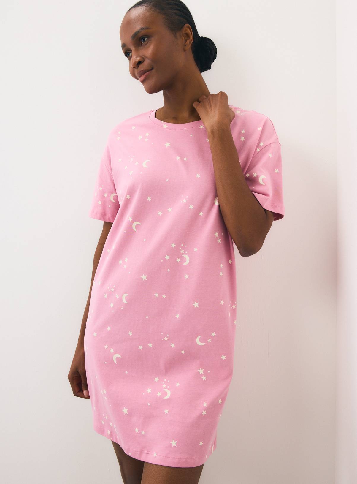 Pink Moon & Stars Sleep T-Shirt S - Image 2