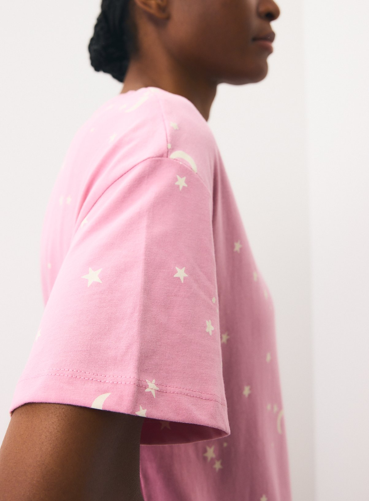 Pink Moon & Stars Sleep T-Shirt S - Image 3 thumbnail