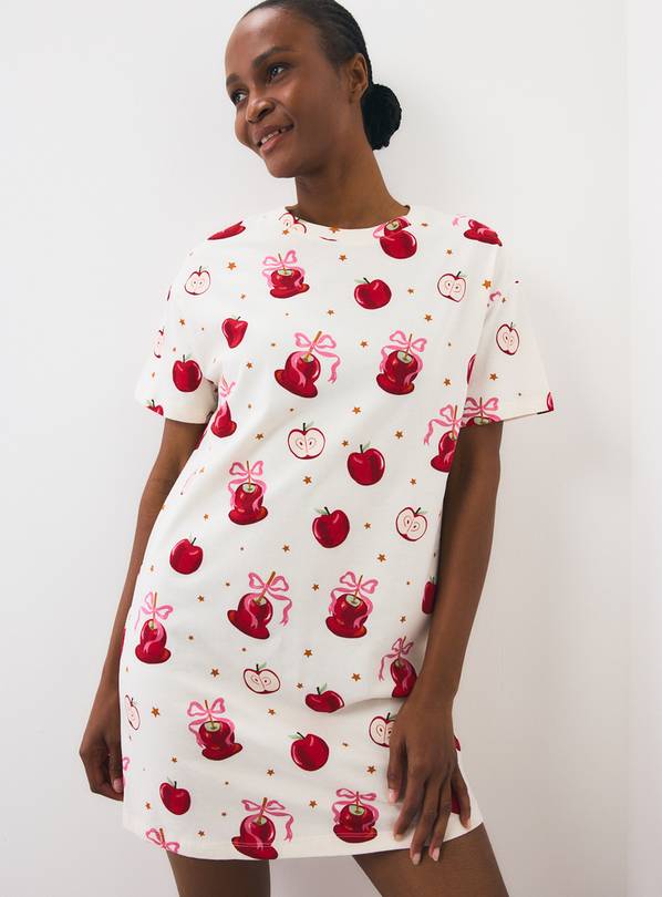 Cream Apple Print Sleep T-Shirt XL
