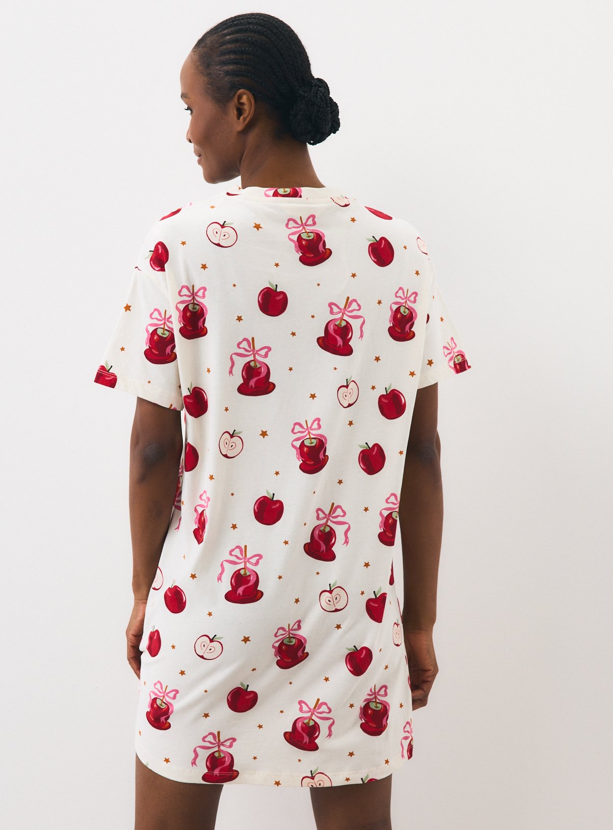 Cream Apple Print Sleep T-Shirt L - Image 4 thumbnail