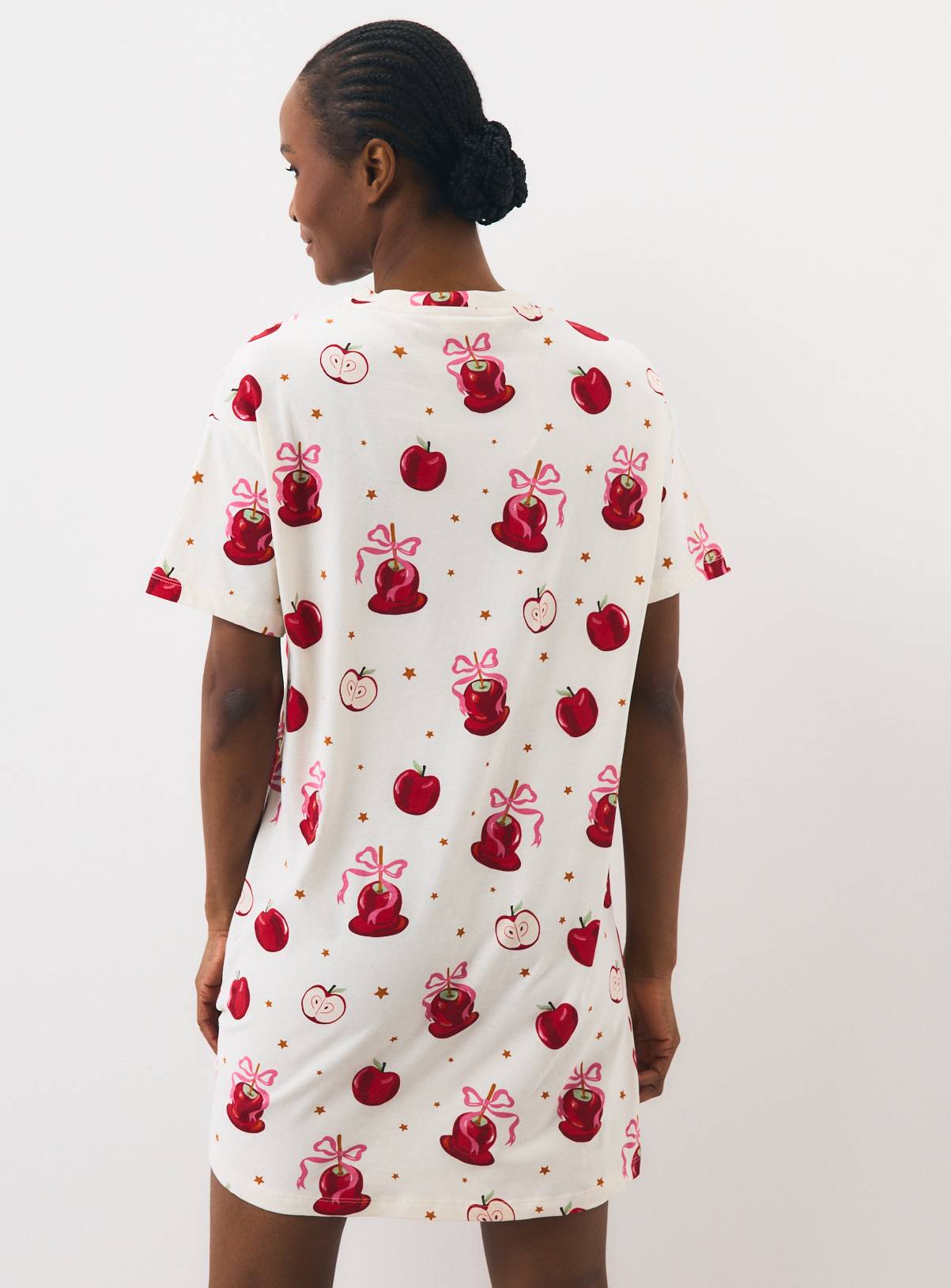Cream Apple Print Sleep T-Shirt L - Image 4