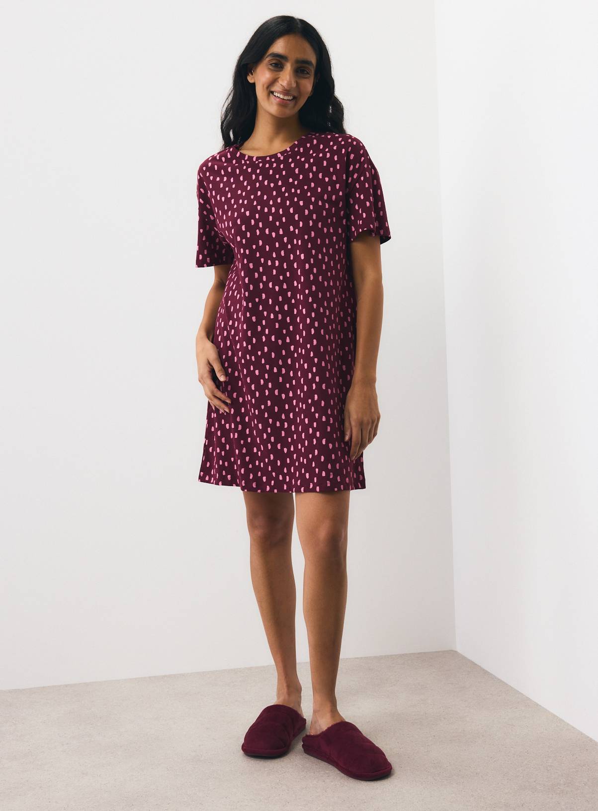 Plum Repeat Print Sleep T-Shirt L - Image 2