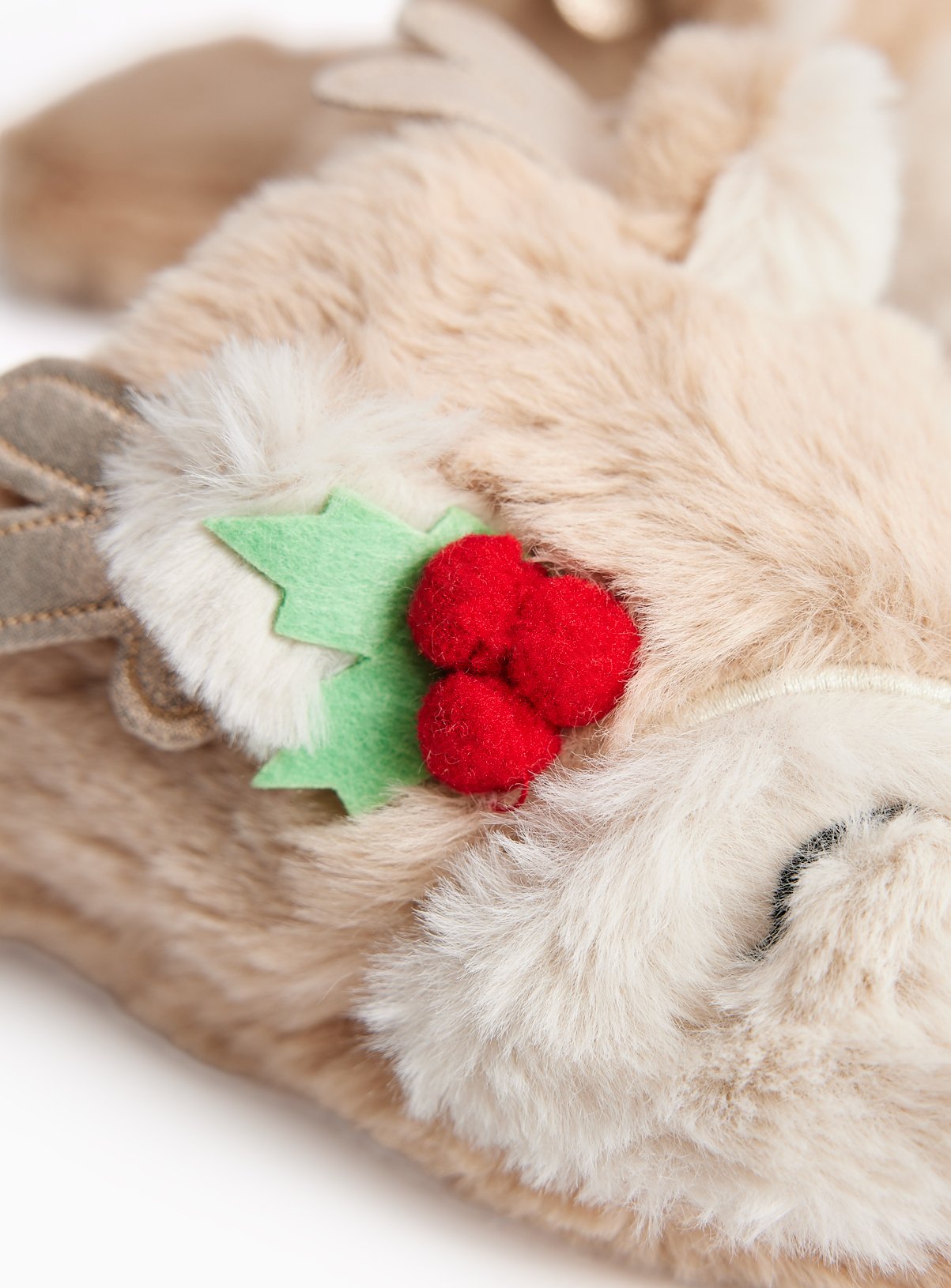 Pretty Reindeer Plush Faux Fur Mule Slippers M - Image 3 thumbnail