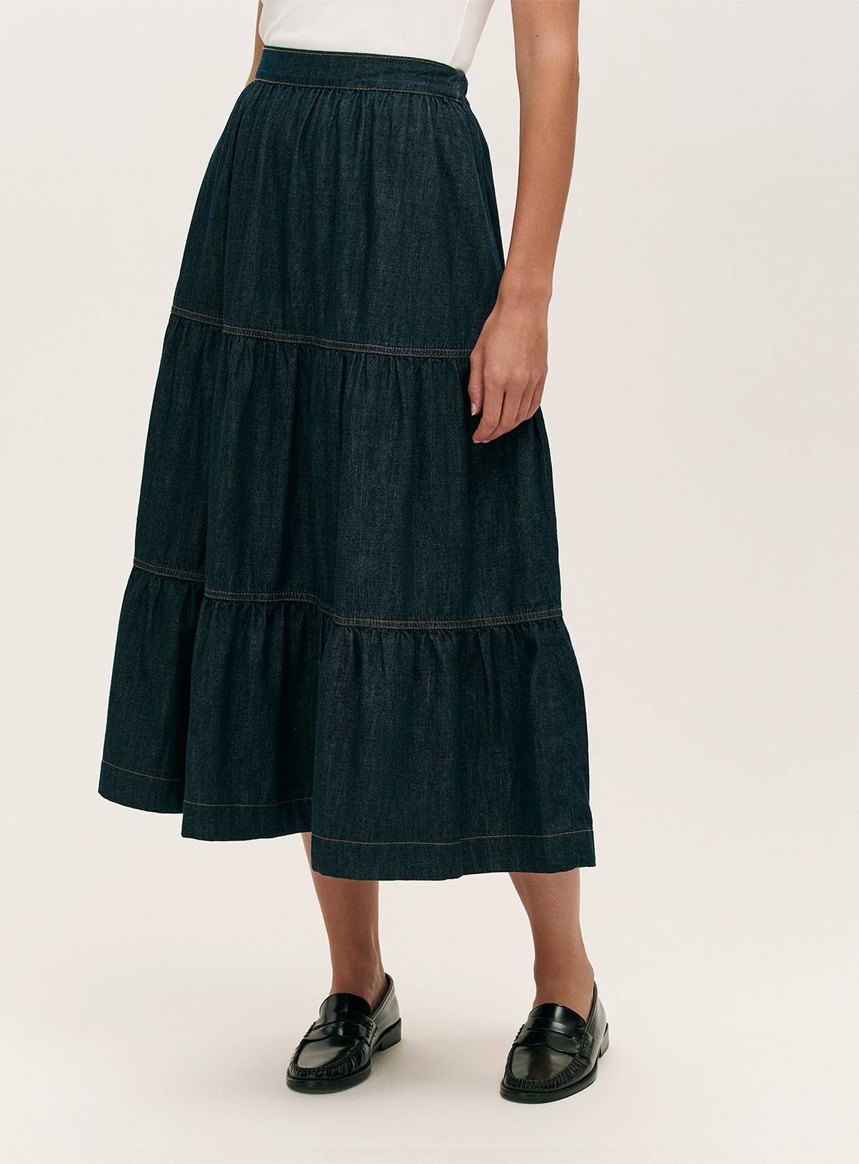 FINERY Lulu Denim Skirt Indigo 12 - Image 1