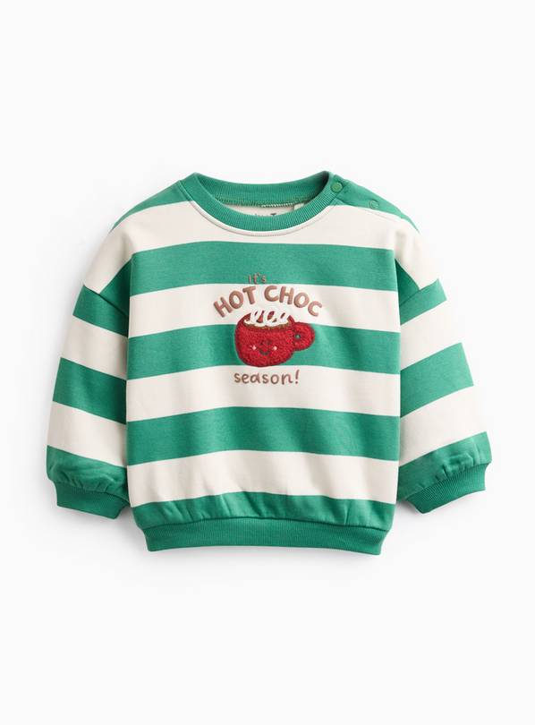 Christmas Green Stripe Hot Chocolate Sweatshirt 6-9 months
