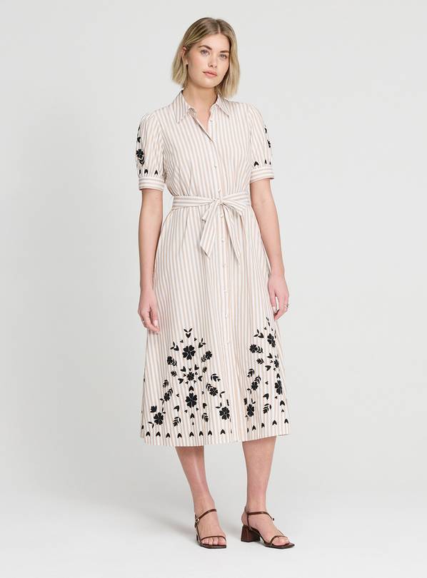 FINERY Daniella Dress Neutral Stripe 10