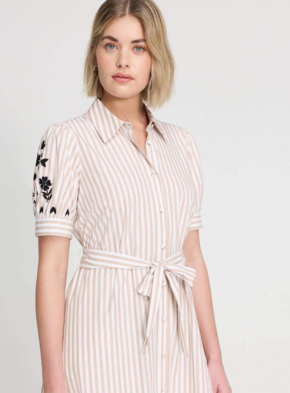 FINERY Daniella Dress Neutral Stripe 14 - Image 5