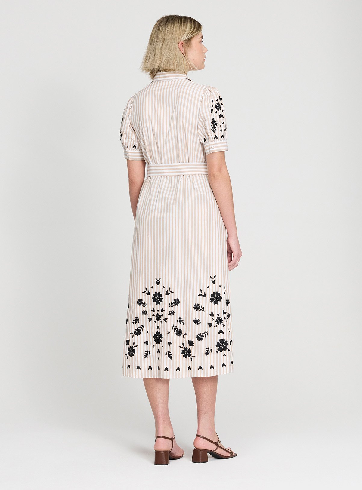 FINERY Daniella Dress Neutral Stripe 14 - Image 6 thumbnail