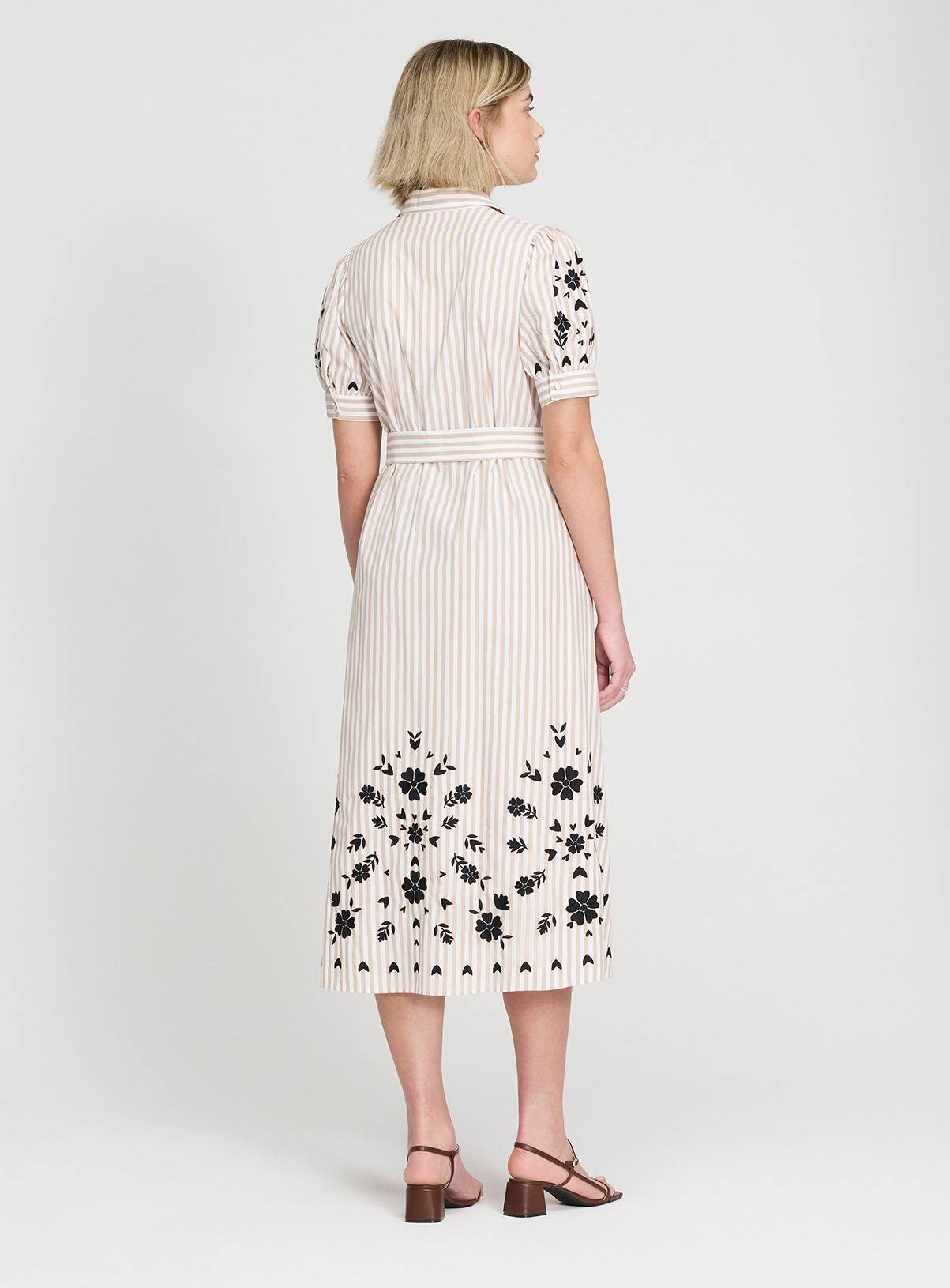 FINERY Daniella Dress Neutral Stripe 14 - Image 6