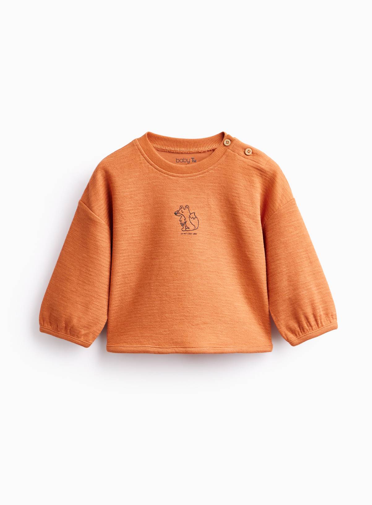 Burnt Orange Fox Crewneck Top 18-24 months - Image 1