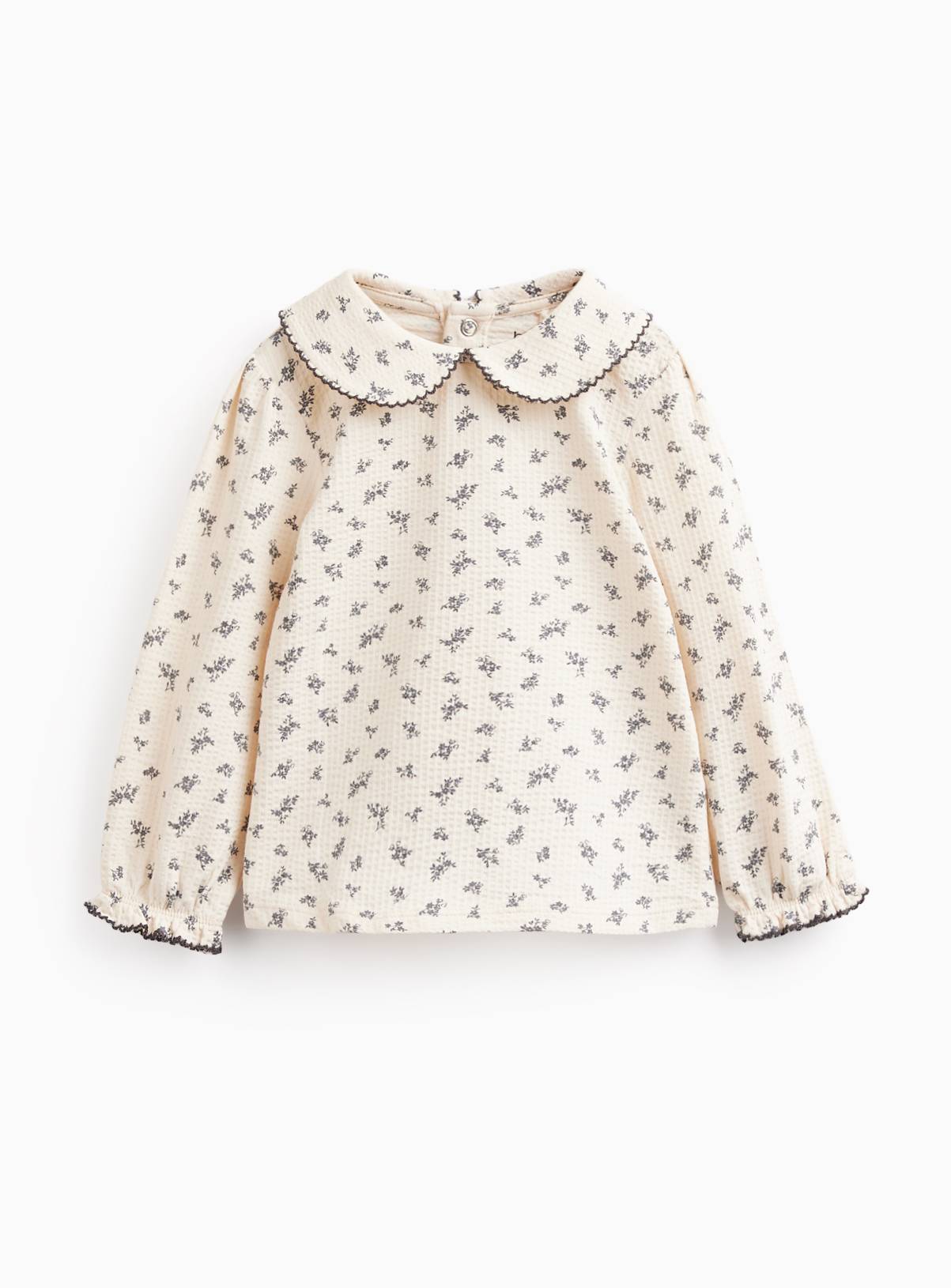 Cream Floral Print Collared Top 12-18 months - Image 1